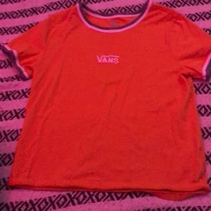 Yellow t shirt with white vans logo small